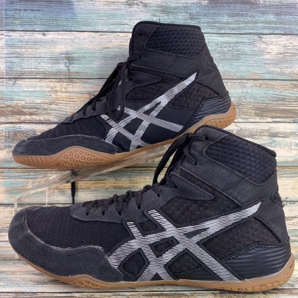 Asics Matcontrol 2 Black Nylon Wrestling Shoe Sneaker Lace Up High Top Mens 7.5M - Picture 2 of 13